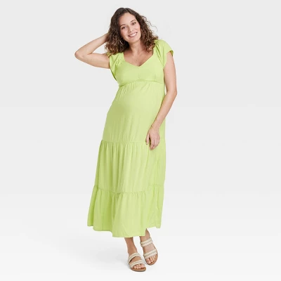 Flutter Short Sleeve Woven Midi Maternity Empire Waist Dress - Isabel Maternity By Ingrid & Isabel™ Green XXL 2 Flutter Short Sleeve Woven Midi Maternity Empire Waist Dress - Isabel Maternity By Ingrid & Isabel™ Green XXL - Image 2