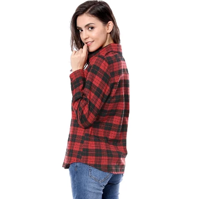 Allegra K Women Check Roll Up Sleeves Flap Pockets Brushed Shirt 3 Allegra K Women Check Roll Up Sleeves Flap Pockets Brushed Shirt - Image 3