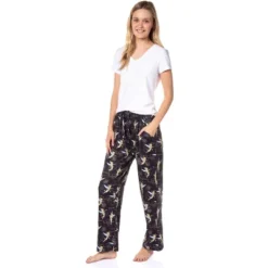 Disney Womens' Tinker Bell Sleep Never Land Map Symbols Pajama Pants Black