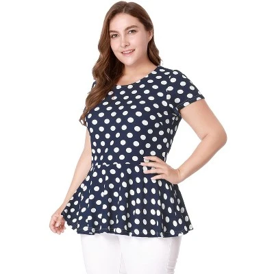 Agnes Orinda Women's Plus Size Polka Dots Fashion Workout Elegant Short Sleeves Peplum Top 6 Agnes Orinda Women's Plus Size Polka Dots Fashion Workout Elegant Short Sleeves Peplum Top - Image 6