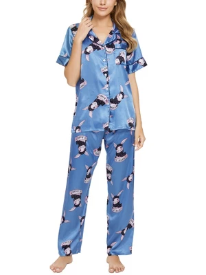 Cheibear Womens 2pcs Floral Button Down Pajama Set Nightwear Sleepwear 9 Cheibear Womens 2pcs Floral Button Down Pajama Set Nightwear Sleepwear - Image 9