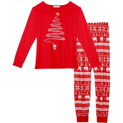 Cheibear Christmas Tree Long Sleeve Tee And Plaid Pants Loungewear Family Pajama Sets 1 Cheibear Christmas Tree Long Sleeve Tee And Plaid Pants Loungewear Family Pajama Sets