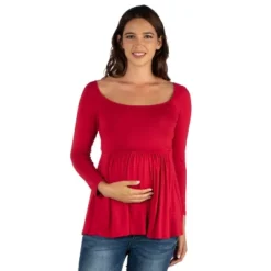 24seven Comfort Apparel Wide Neck Pleated Maternity Long Sleeve Tunic Top -Avenue Sale Store GUEST 335bebe0 a932 4766 8135 22d94adc212a