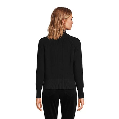 Lands' End Women's Drifter Cotton Must Have T-Neck Sweater 1 Lands' End Women's Drifter Cotton Must Have T-Neck Sweater