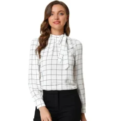 Allegra K Women's Bow Tie Neck Grid Checks Office Work Blouses 19 Allegra K Women's Bow Tie Neck Grid Checks Office Work Blouses -Avenue Sale Store GUEST 366dad63 12dc 4480 97b3 c3b49e50775e
