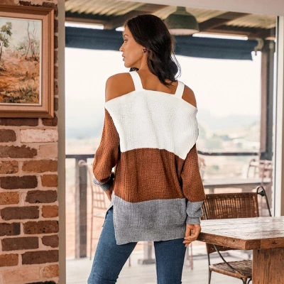 Women's Colorblock Open-Shoulder Sweater - Cupshe 3 Women's Colorblock Open-Shoulder Sweater - Cupshe - Image 3