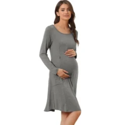 Cheibear Womens Casual Round Neck Maternity Long Sleeve Loungewear Dress With Pockets 13 Cheibear Womens Casual Round Neck Maternity Long Sleeve Loungewear Dress With Pockets -Avenue Sale Store GUEST 39880049 4285 48ed b6af 4ff94605eeff
