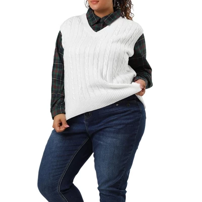 Agnes Orinda Women's Plus Size V Neck Knit Sleeveless Pullover Sweater Vests 11 Agnes Orinda Women's Plus Size V Neck Knit Sleeveless Pullover Sweater Vests - Image 11