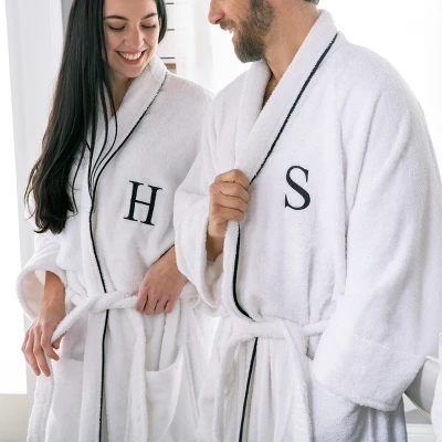 Modern Cotton Absorbent Traditional Adult Unisex Solid With Monogram Bath Robe By Blue Nile Mills 4 Modern Cotton Absorbent Traditional Adult Unisex Solid With Monogram Bath Robe By Blue Nile Mills - Image 4