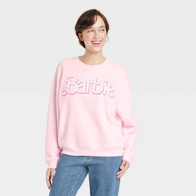 Women's Barbie Logo Graphic Sweatshirt - Pink 3 Women's Barbie Logo Graphic Sweatshirt - Pink - Image 3