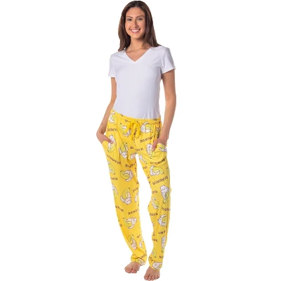 Bananya Women's Bananya Cat And Title All Over Print Lounge Pajama Pants 1 Bananya Women's Bananya Cat And Title All Over Print Lounge Pajama Pants