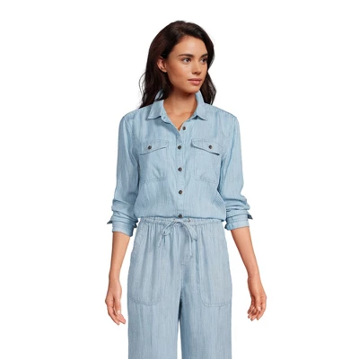 Lands' End Women's Indigo Tencel Heritage Long Sleeve Shirt 1 Lands' End Women's Indigo Tencel Heritage Long Sleeve Shirt