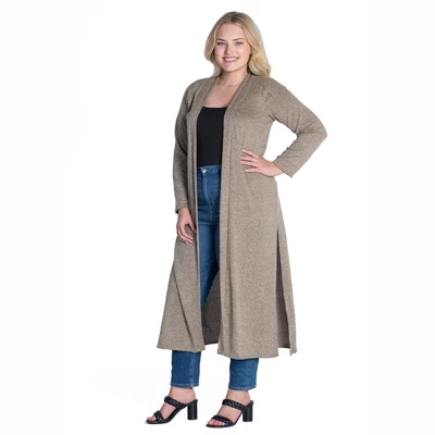 Womens Plus Size Long Duster Open Front Knit Cardigan 1 Womens Plus Size Long Duster Open Front Knit Cardigan