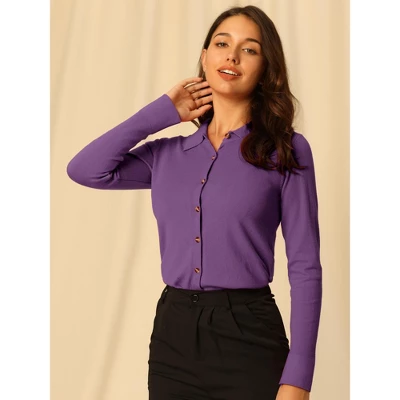 Hobemty Women's Ribbed Button Down Blouse Long Sleeve Turn Down Collar Knitted Tops 1 Hobemty Women's Ribbed Button Down Blouse Long Sleeve Turn Down Collar Knitted Tops