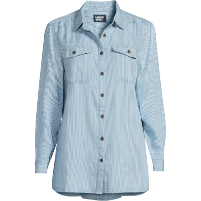 Lands' End Women's Indigo Tencel Heritage Long Sleeve Shirt 3 Lands' End Women's Indigo Tencel Heritage Long Sleeve Shirt - Image 3