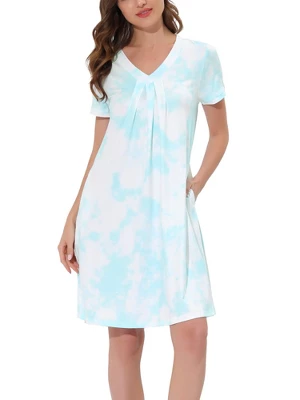 Cheibear Womens Sleepwear Lounge Dress V-Neck With Pockets Soft Nightshirt Pajama Nightgown 7 Cheibear Womens Sleepwear Lounge Dress V-Neck With Pockets Soft Nightshirt Pajama Nightgown - Image 7