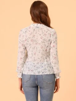 Allegra K Women's Ruffled Long Sleeve Pleated Front Floral Blouse 9 Allegra K Women's Ruffled Long Sleeve Pleated Front Floral Blouse -Avenue Sale Store GUEST 45d1ad0d 8ef3 48e9 8810 6632fca84876