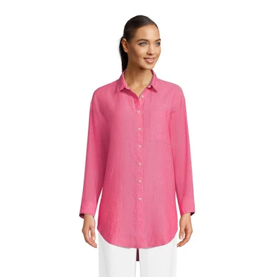 Lands' End Women's Linen Long Sleeve Oversized Relaxed Tunic Top 4 Lands' End Women's Linen Long Sleeve Oversized Relaxed Tunic Top - Image 4