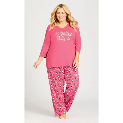 Women's Plus Size Cold Outside Sleep Top - Pink | AVENUE 1 Women's Plus Size Cold Outside Sleep Top - Pink | AVENUE