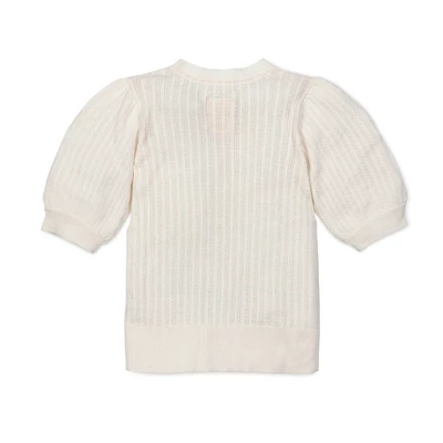 Hope & Henry Womens' Puff Sleeve Button Front Sweater 5 Hope & Henry Womens' Puff Sleeve Button Front Sweater - Image 5