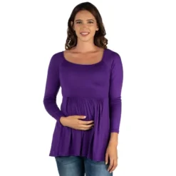 24seven Comfort Apparel Wide Neck Pleated Maternity Long Sleeve Tunic Top -Avenue Sale Store GUEST 47ff866e cd9a 44d2 a75c e65a15f610f5