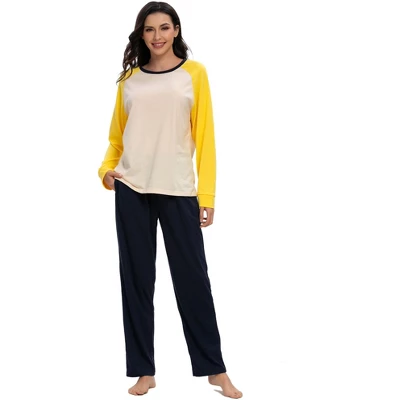 Cheibear Womens Sleepwear Round Neck Nightwear With Pants Pajama Lounge Set 1 Cheibear Womens Sleepwear Round Neck Nightwear With Pants Pajama Lounge Set