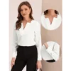 Allegra K Women's Elegant Long Sleeve V Neck Work Office Blouse