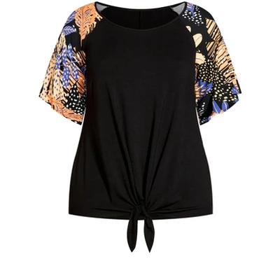 Women's Plus Size Gretta Tie Front Top - Skylight Palm | LORALETTE 2 Women's Plus Size Gretta Tie Front Top - Skylight Palm | LORALETTE - Image 2