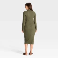 Long Sleeve Ribbed Midi Maternity A-Line Dress - Isabel Maternity By Ingrid & Isabelâ„¢
