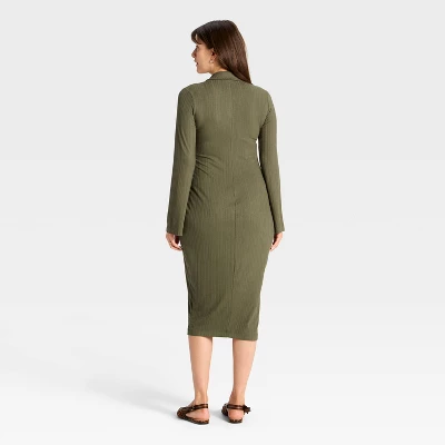 Long Sleeve Ribbed Midi Maternity A-Line Dress - Isabel Maternity By Ingrid & Isabel™ 1 Long Sleeve Ribbed Midi Maternity A-Line Dress - Isabel Maternity By Ingrid & Isabel™