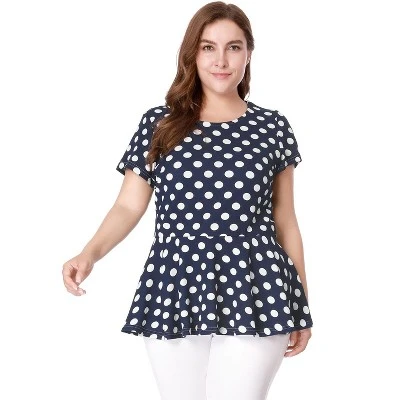 Agnes Orinda Women's Plus Size Polka Dots Fashion Workout Elegant Short Sleeves Peplum Top 1 Agnes Orinda Women's Plus Size Polka Dots Fashion Workout Elegant Short Sleeves Peplum Top