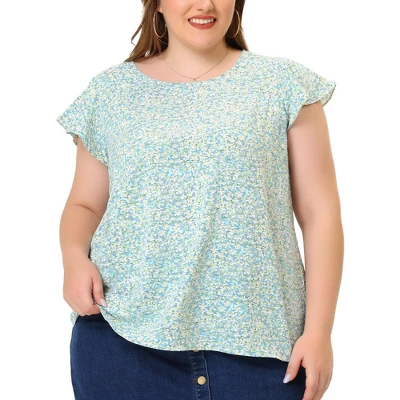 Agnes Orinda Women's Plus Size Floral Short Sleeve Casual Blouse 12 Agnes Orinda Women's Plus Size Floral Short Sleeve Casual Blouse - Image 12