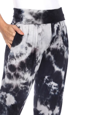 Women's Tie Dye Harem Pants With Pockets - White Mark 1 Women's Tie Dye Harem Pants With Pockets - White Mark