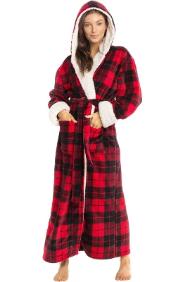 Women's Warm Winter Robe, Plush Fleece Full Length Long Hooded Bathrobe 9 Women's Warm Winter Robe, Plush Fleece Full Length Long Hooded Bathrobe - Image 9