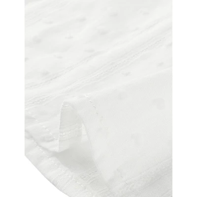 Allegra K Women's Peter Pan Collar Swiss Dots Short Sleeves Button Front Shirt 5 Allegra K Women's Peter Pan Collar Swiss Dots Short Sleeves Button Front Shirt - Image 5