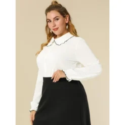 Agnes Orinda Women's Plus Size Elegant Office Peter Pan Collar Long Sleeves Button-Up Shirt 8 Agnes Orinda Women's Plus Size Elegant Office Peter Pan Collar Long Sleeves Button-Up Shirt -Avenue Sale Store GUEST 50c11831 616b 4df9 b385 0a9f9fff91a4