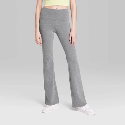 Women's High-Waisted Flare Leggings - Wild Fable™ Heather Gray 1 Women's High-Waisted Flare Leggings - Wild Fable™ Heather Gray
