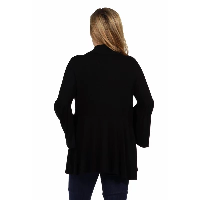 24seven Comfort Apparel Bell Sleeve Flared Open Front Maternity Cardigan 2 24seven Comfort Apparel Bell Sleeve Flared Open Front Maternity Cardigan - Image 2