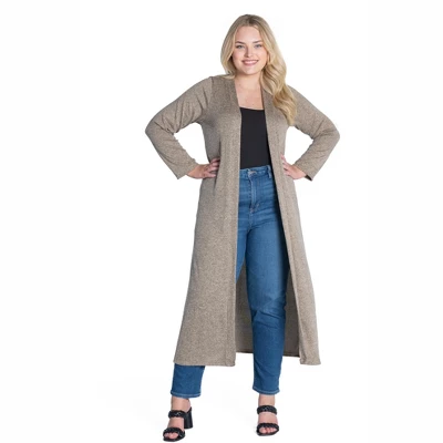 Womens Plus Size Long Duster Open Front Knit Cardigan 4 Womens Plus Size Long Duster Open Front Knit Cardigan - Image 4