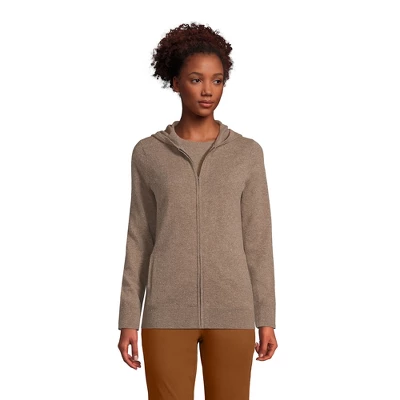 Lands' End Women's Cashmere Front Zip Hoodie Sweater 6 Lands' End Women's Cashmere Front Zip Hoodie Sweater - Image 6