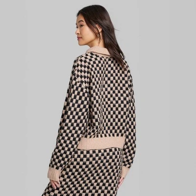 Women's Ascot + Hart Collared Checkered Long Sleeve Graphic T-Shirt 2 Women's Ascot + Hart Collared Checkered Long Sleeve Graphic T-Shirt - Image 2