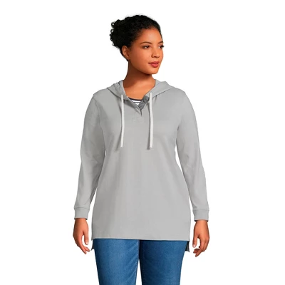 Lands' End Women's Long Sleeve Heavyweight Jersey Button Front Hoodie Tunic 3 Lands' End Women's Long Sleeve Heavyweight Jersey Button Front Hoodie Tunic - Image 3