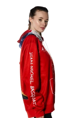 Members Only - Women's Basquiat X Members Only Hoodie Oversized Jacket - Red 3 Members Only - Women's Basquiat X Members Only Hoodie Oversized Jacket - Red - Image 3