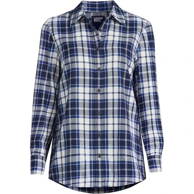 Lands' End Women's Tall Flannel Boyfriend Fit Long Sleeve Shirt 3 Lands' End Women's Tall Flannel Boyfriend Fit Long Sleeve Shirt - Image 3