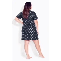 Women's Plus Size Daisy Short Nightdress - Navy | EVANS