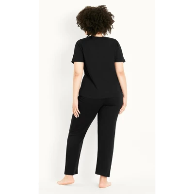 Women's Plus Size Color Block Sleep Set - Black | EVANS 1 Women's Plus Size Color Block Sleep Set - Black | EVANS