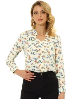 Allegra K Women's Work Office Button Up Shirt Cut-Out V Neck Floral Blouse 9 Allegra K Women's Work Office Button Up Shirt Cut-Out V Neck Floral Blouse -Avenue Sale Store GUEST 5ac9c0ed 879e 4229 95f2 311748008aaf