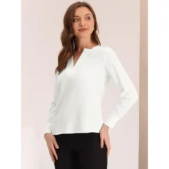 Allegra K Women's Elegant Long Sleeve V Neck Work Office Blouse 7 Allegra K Women's Elegant Long Sleeve V Neck Work Office Blouse -Avenue Sale Store GUEST 5b154fd3 3f11 4d21 96a8 a2d667db7408
