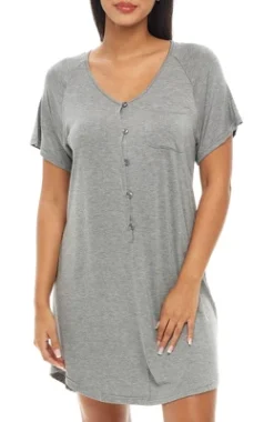 Womens Soft Knit Short Sleeve Nightgown, Button Down Night Shirt Pajamas -Avenue Sale Store GUEST 5c4c31b5 36a6 4eec 98e7 b0655738600f