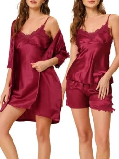 Cheibear Womens 4pcs Sleepwear Pjs Satin Lingerie Silk Cami With Shorts Robe Pajama Set 16 Cheibear Womens 4pcs Sleepwear Pjs Satin Lingerie Silk Cami With Shorts Robe Pajama Set -Avenue Sale Store GUEST 5cc53cf2 ff27 4f0b 9e43 950e099c2e91